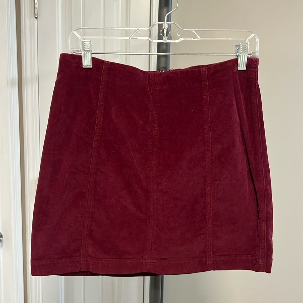 Free People Burgundy Corduroy Mini Skirt